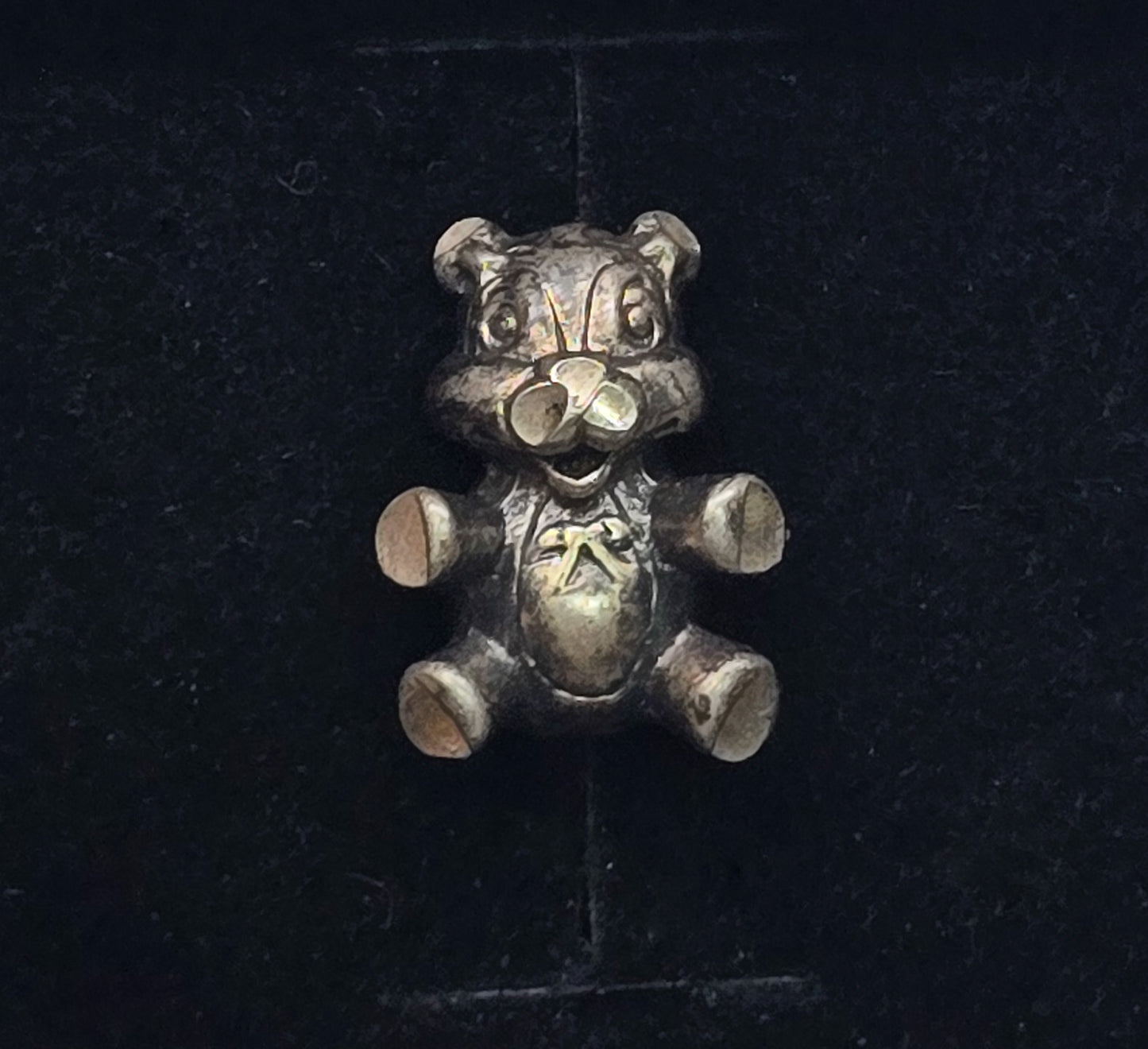 Teddy bear with bow 3D vintage sterling silver retro charm pendant