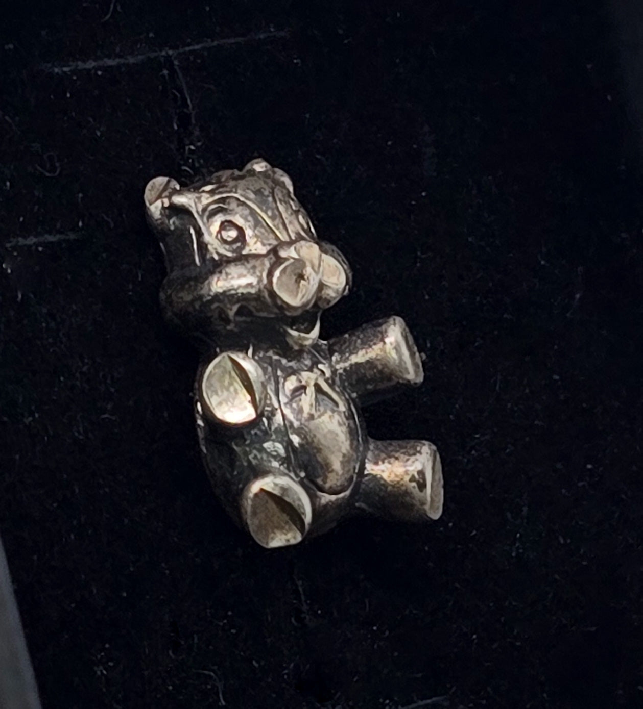 Teddy bear with bow 3D vintage sterling silver retro charm pendant