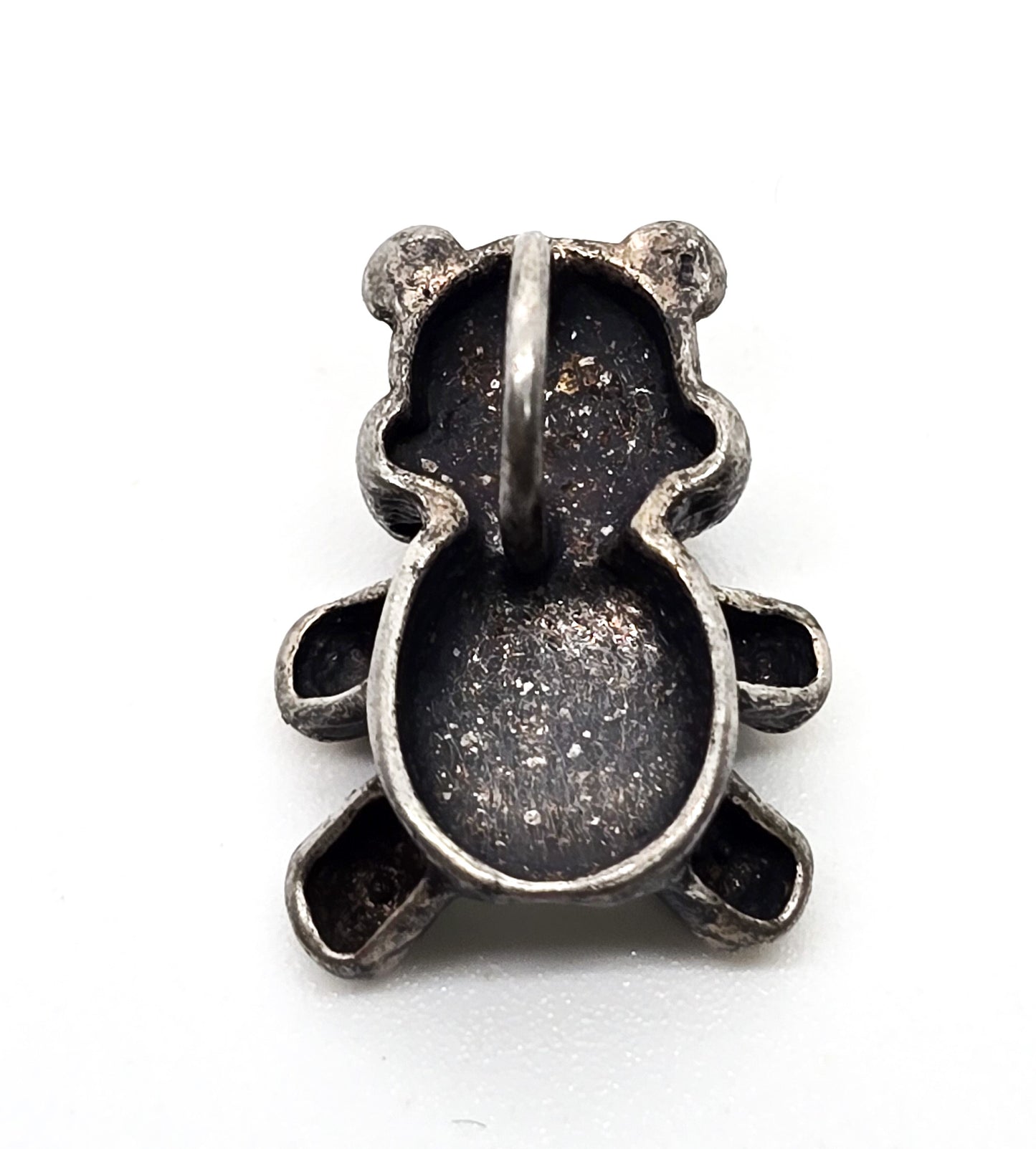 Teddy bear with bow 3D vintage sterling silver retro charm pendant