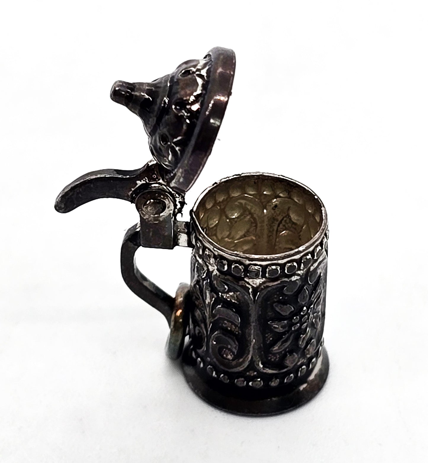 Beer stein Edelweiss flower SF articulated vintage 800 sterling silver charm