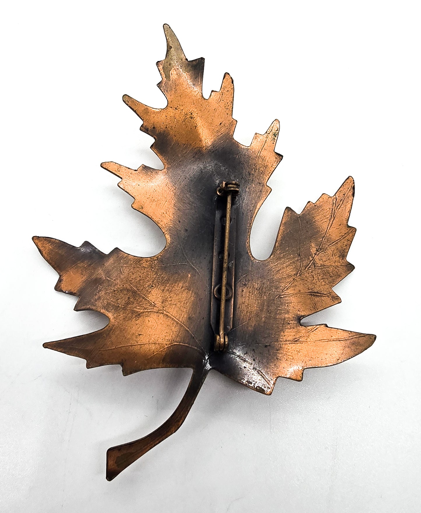 Egyptian Revival Scarab Modernist copper vintage maple leaf brooch