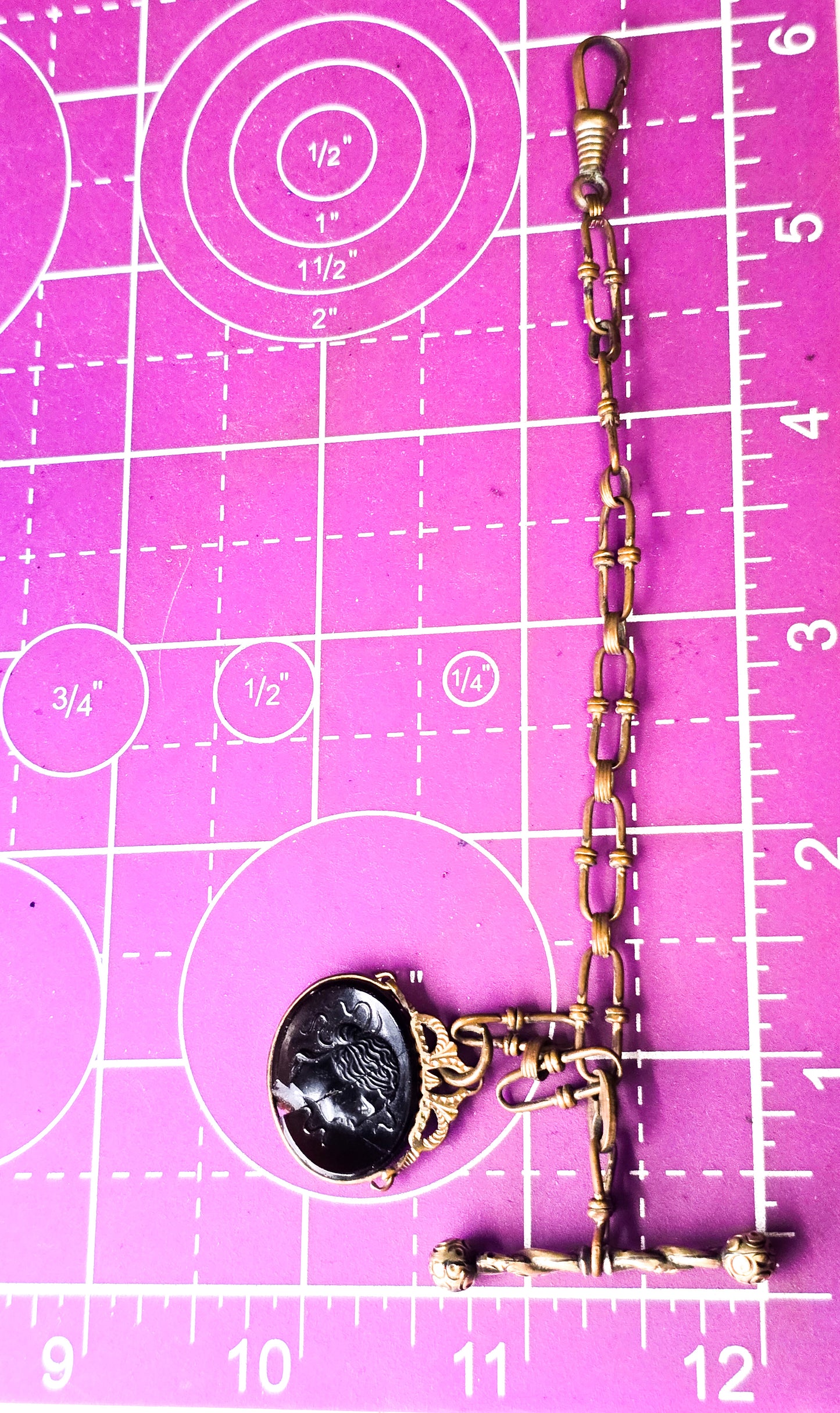 Victorian Gold filled carnelian Carved Cameo antique watch fob medal Damaged