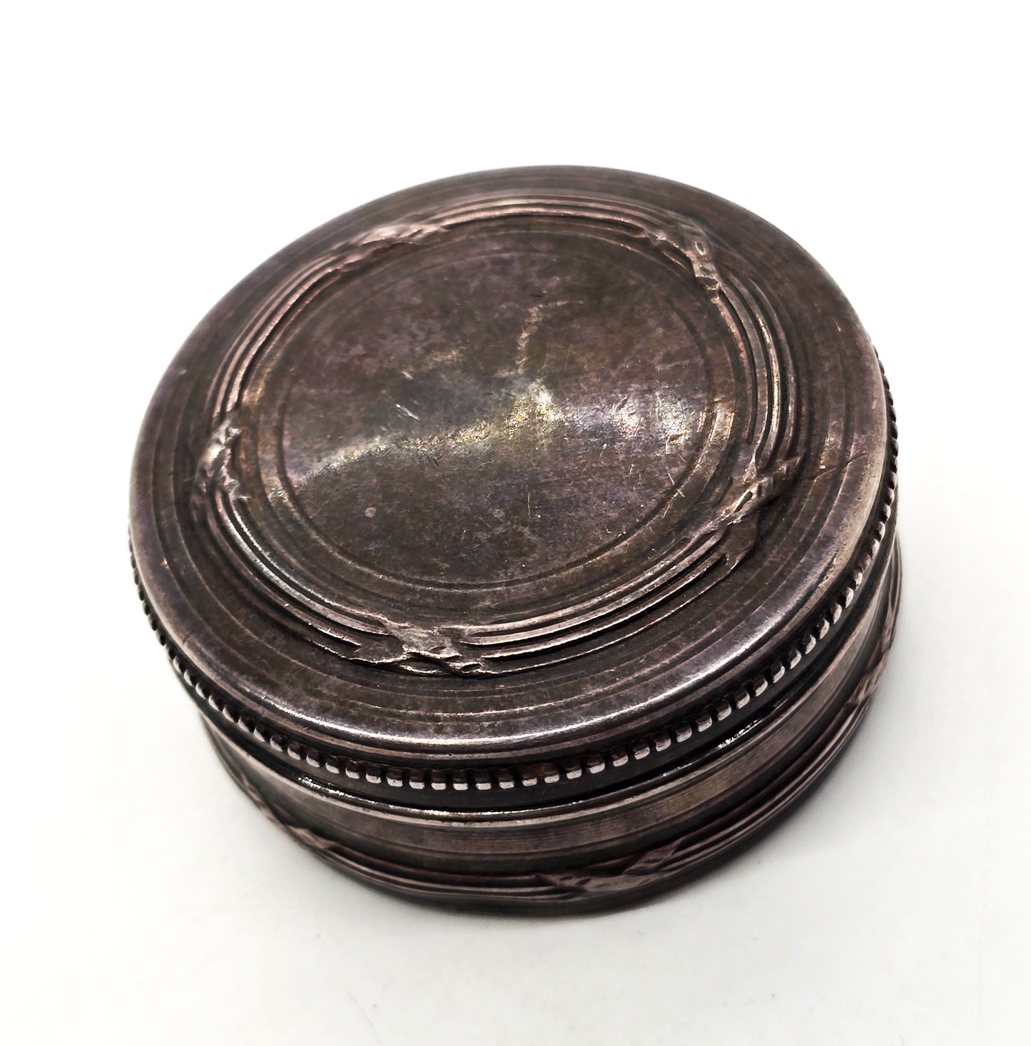 Victorian Powder box sterling silver antique pill box Embossed with lid