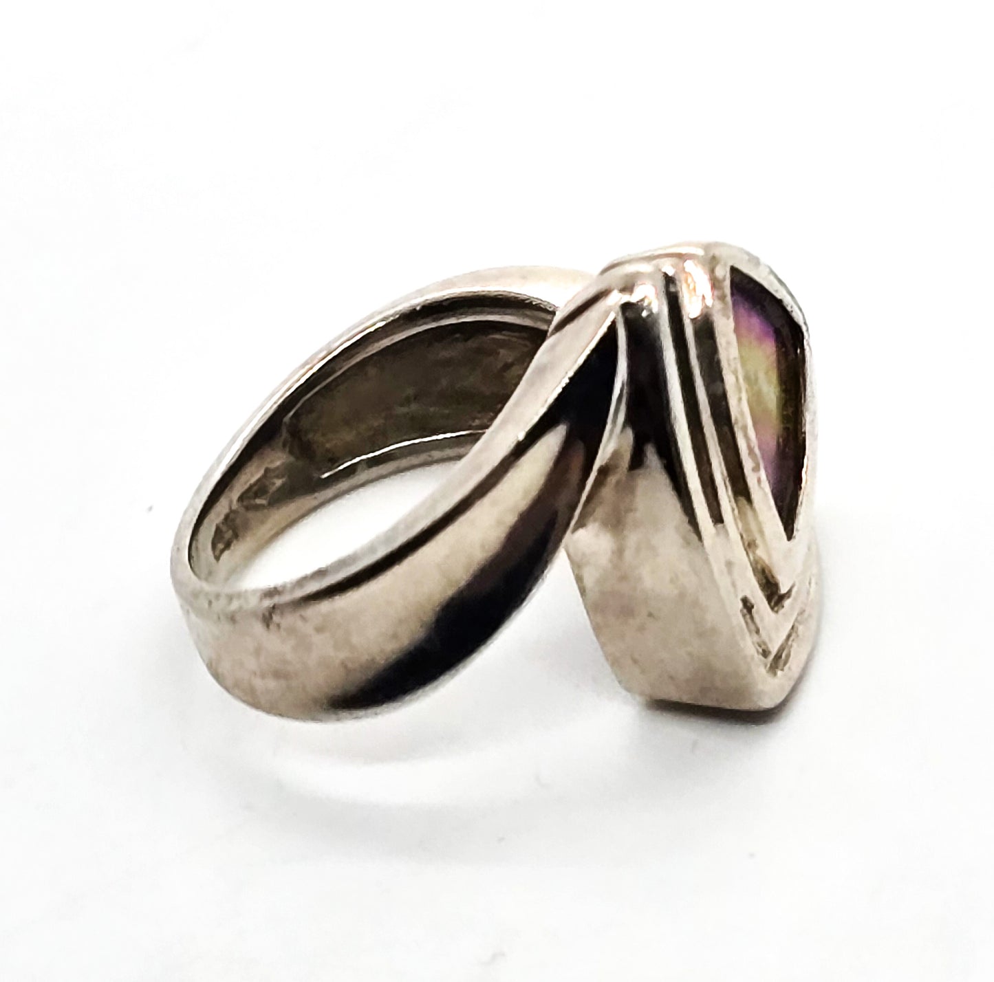 Niobium rainbow metal sterling silver retro signed vintage ring size 6