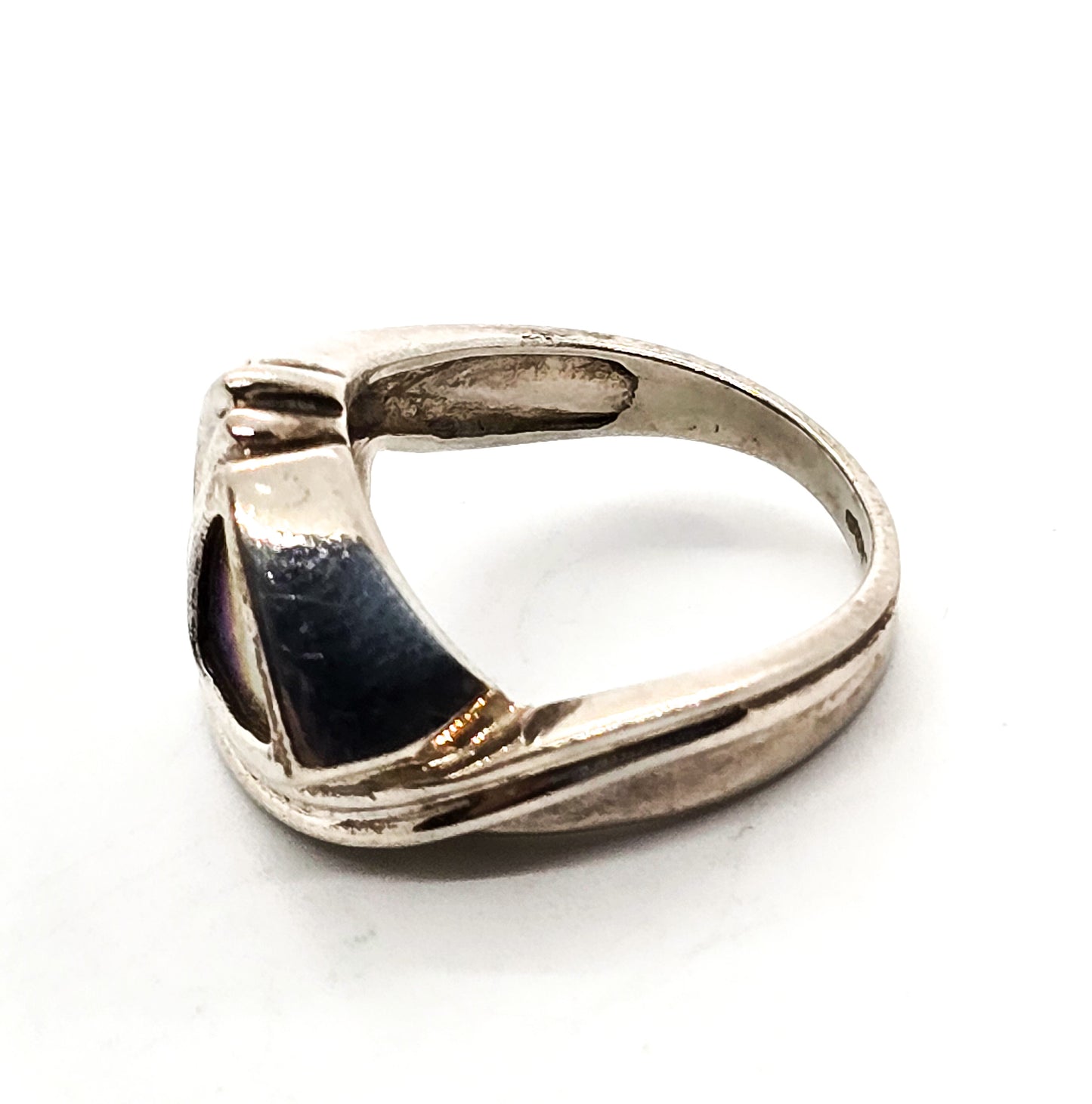 Niobium rainbow metal sterling silver retro signed vintage ring size 6