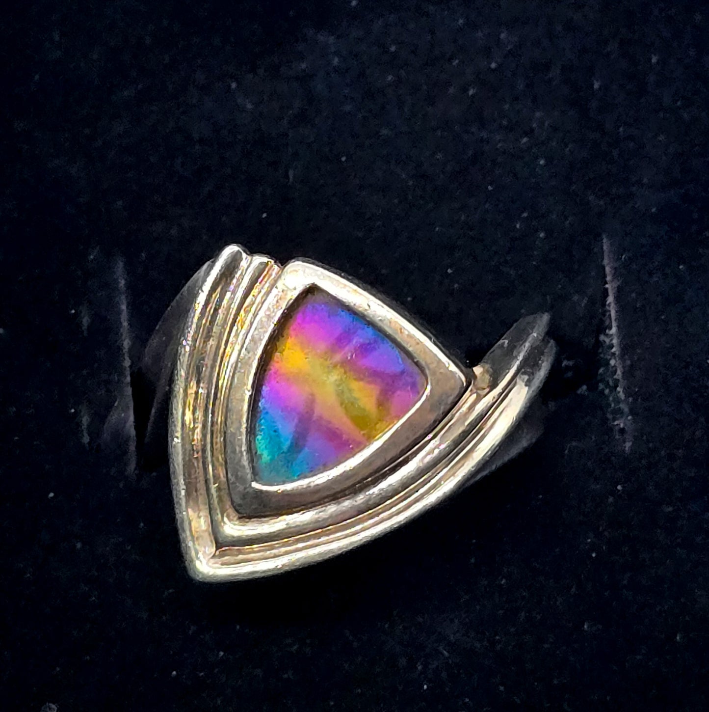 Niobium rainbow metal sterling silver retro signed vintage ring size 6