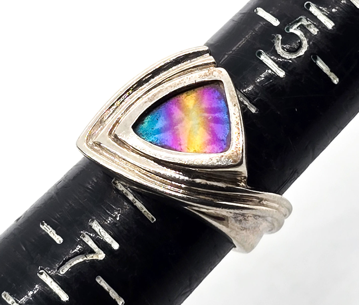 Niobium rainbow metal sterling silver retro signed vintage ring size 6