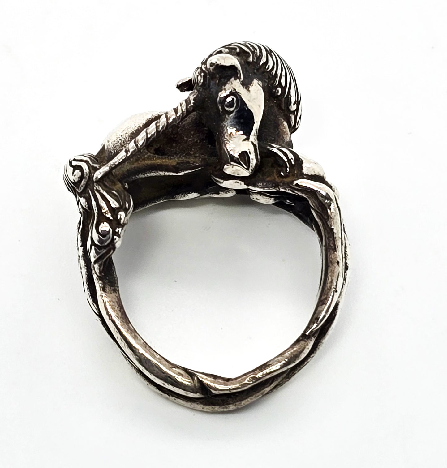 James Yesberger Sleeping Unicorn fantasy vintage sterling silver 3D ring size 5.5