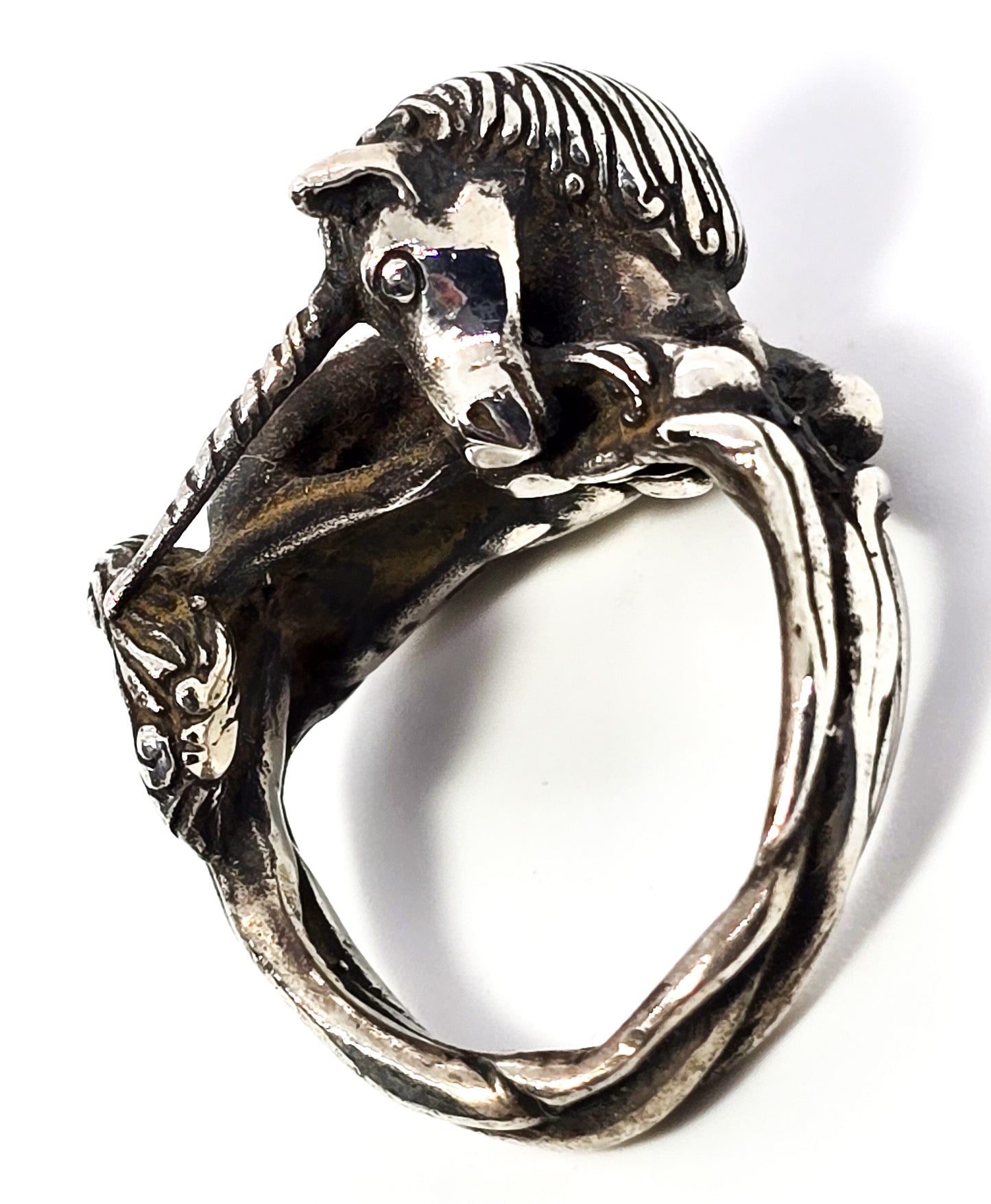 James Yesberger Sleeping Unicorn fantasy vintage sterling silver 3D ring size 5.5
