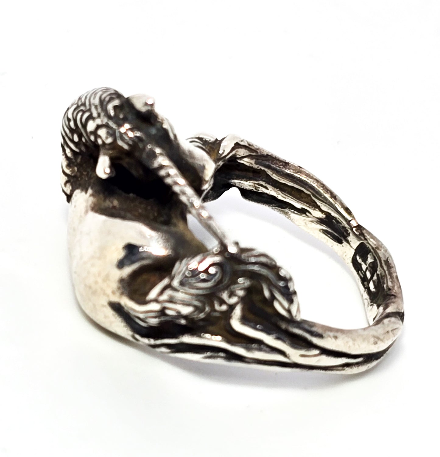 James Yesberger Sleeping Unicorn fantasy vintage sterling silver 3D ring size 5.5