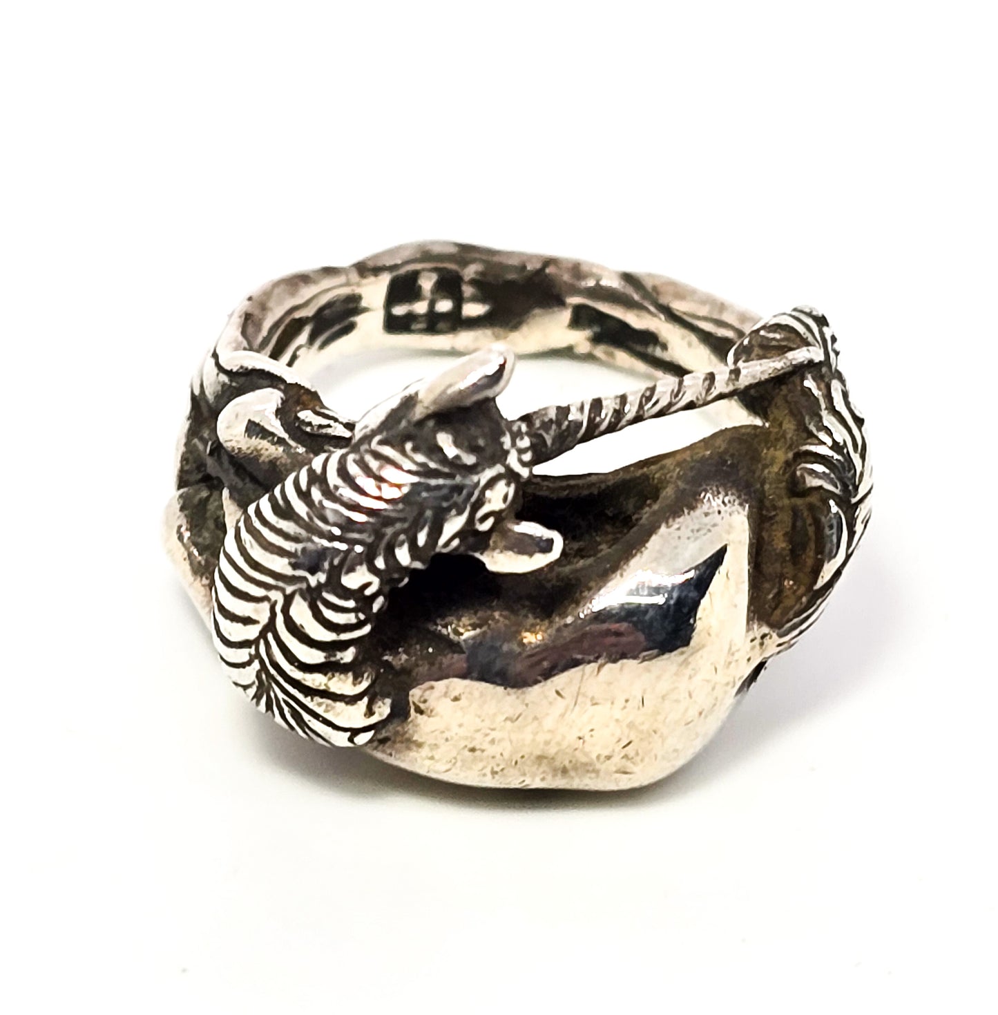 James Yesberger Sleeping Unicorn fantasy vintage sterling silver 3D ring size 5.5