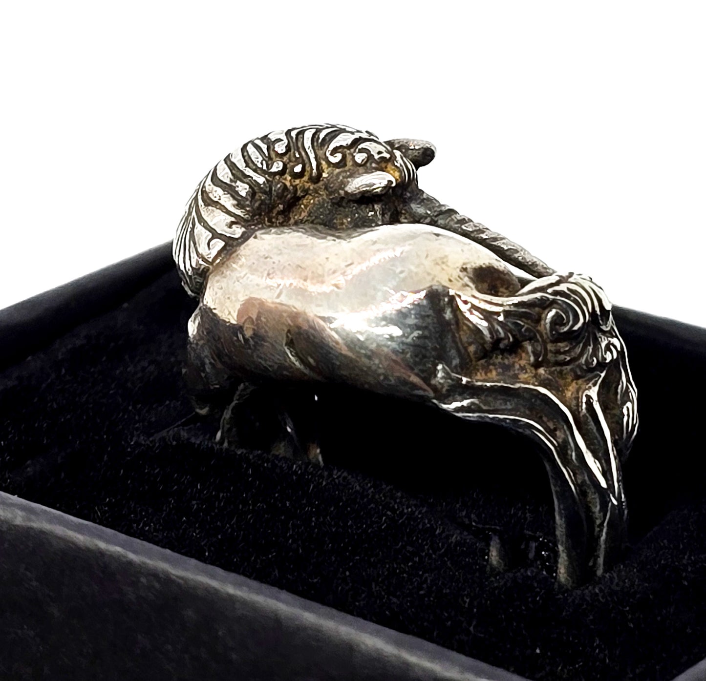 James Yesberger Sleeping Unicorn fantasy vintage sterling silver 3D ring size 5.5