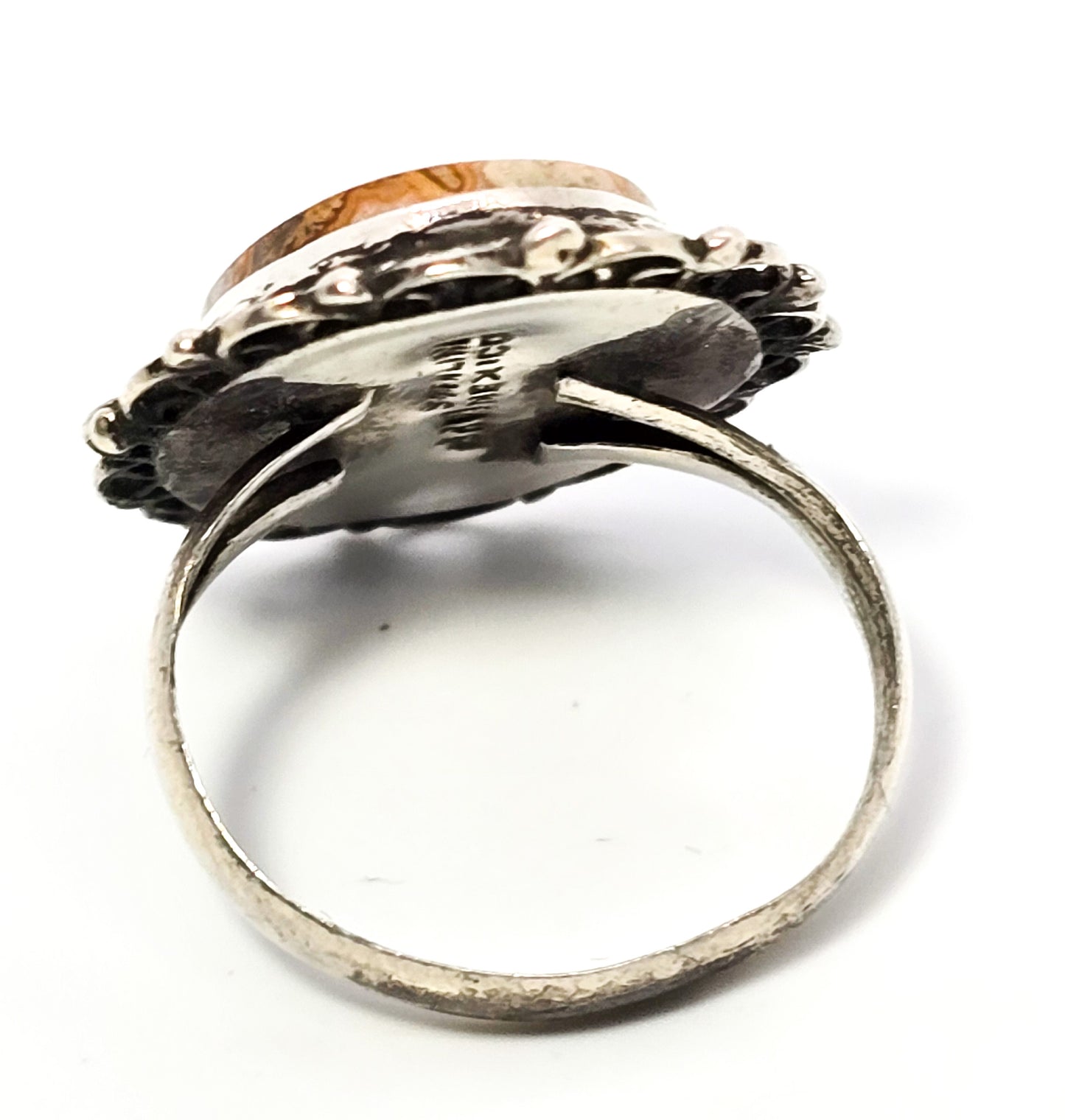 IAPP Taxco Mexico Banded Lace Agate vintage sterling silver ring size 6