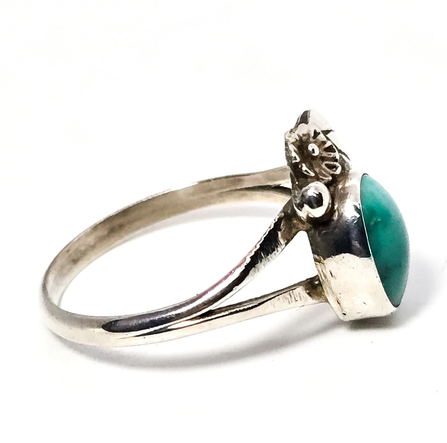 Sylvia Chee Navajo Turquoise vintage Native American split sterling silver ring size 8