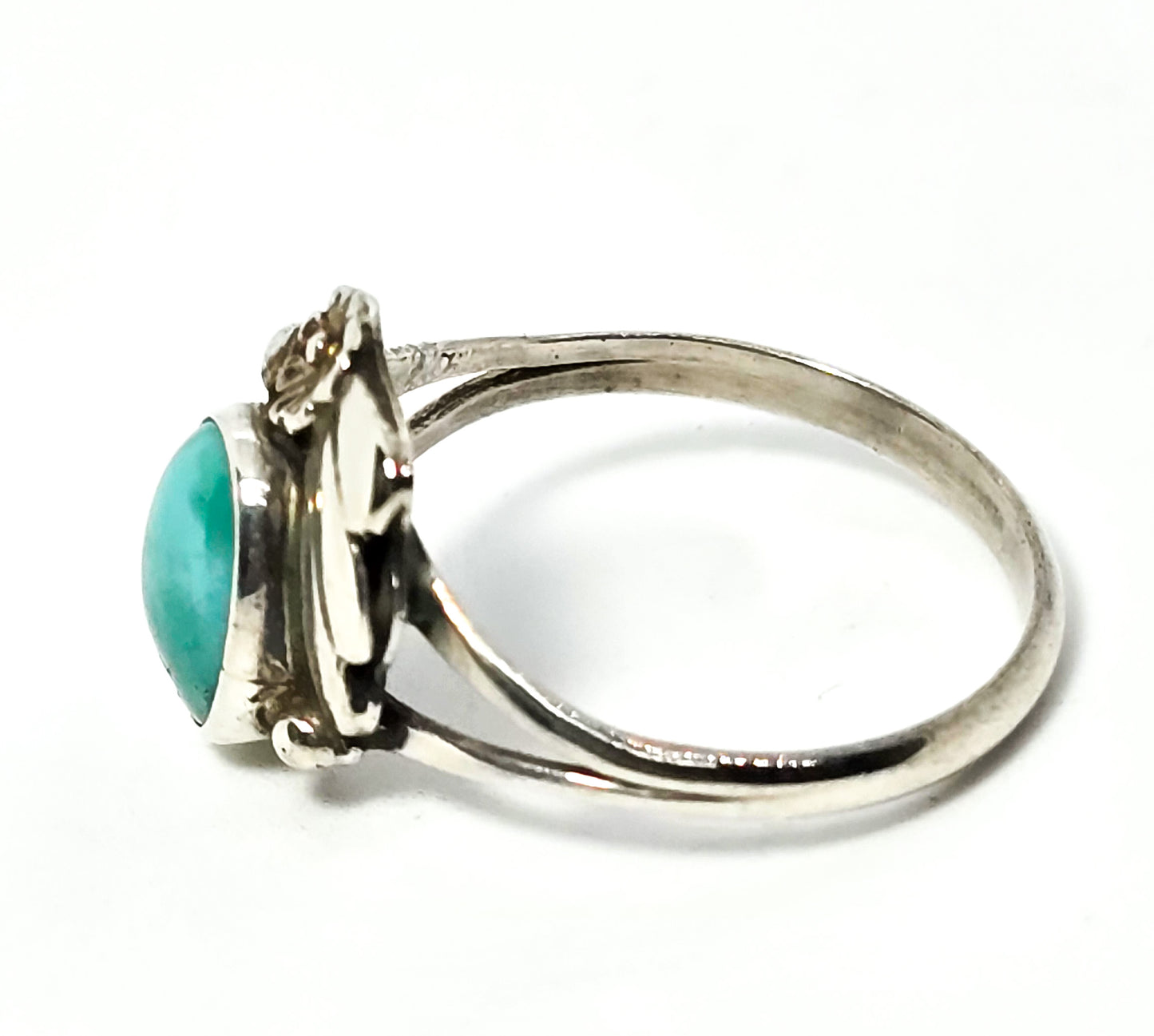 Sylvia Chee Navajo Turquoise vintage Native American split sterling silver ring size 8