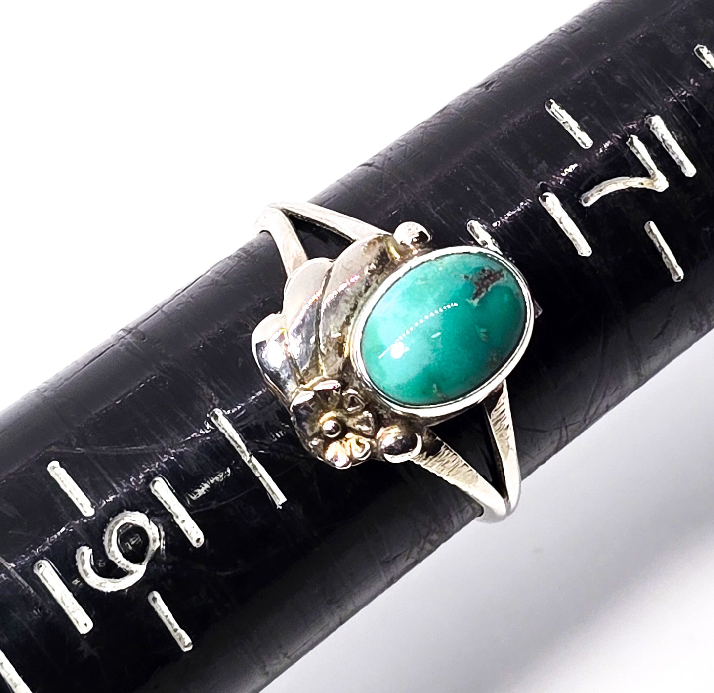 Sylvia Chee Navajo Turquoise vintage Native American split sterling silver ring size 8