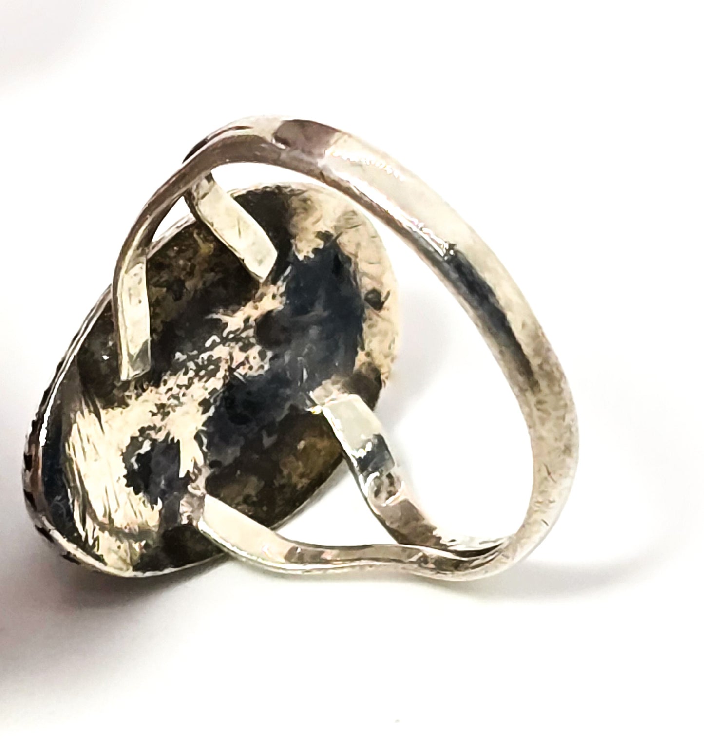Turquoise vintage Native American split shank sawtooth sterling silver ring size 5.5