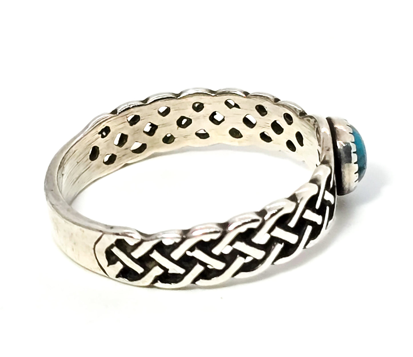 Celtic trinity knot turquoise Druid Irish vintage sterling silver ring size 9