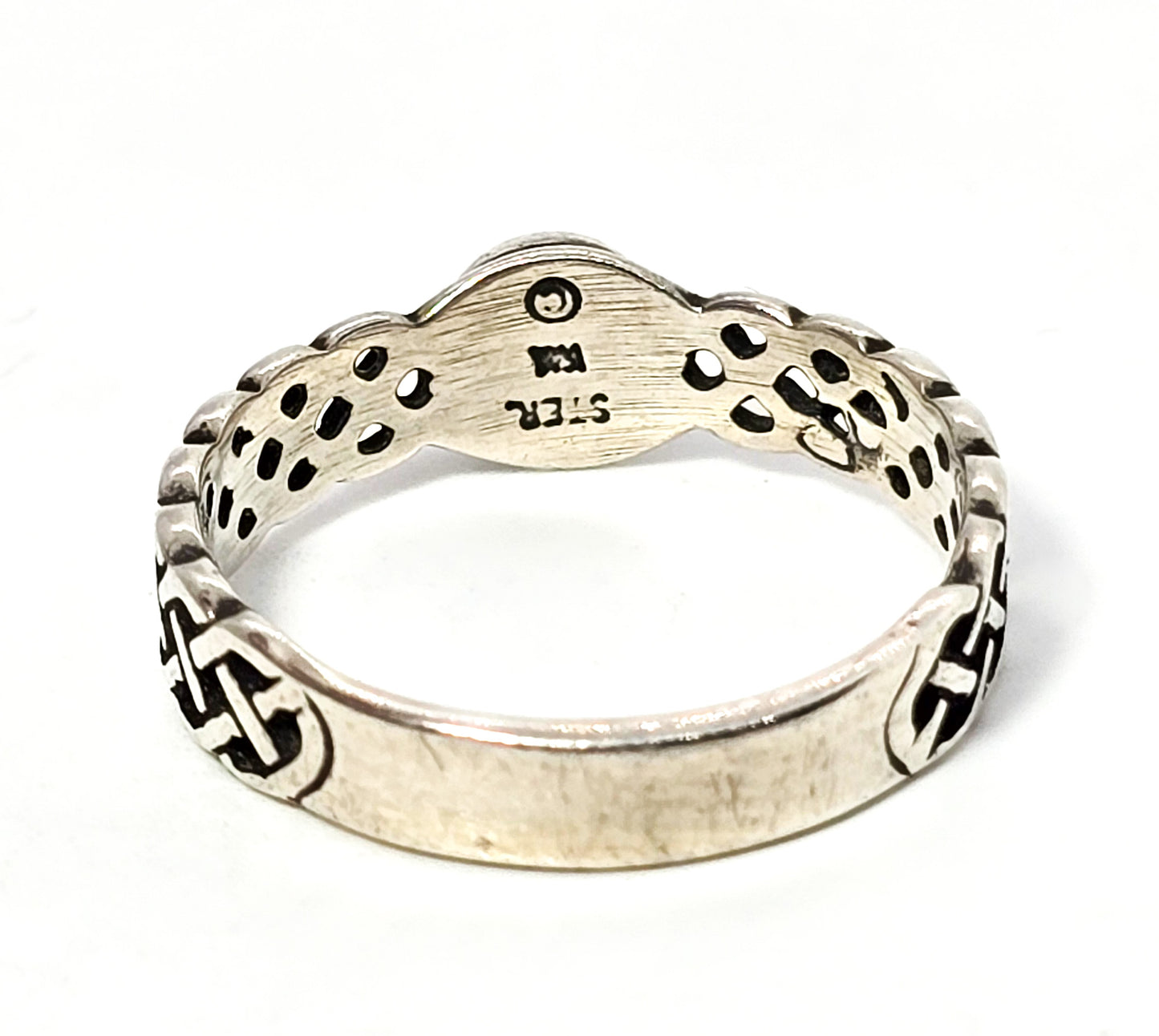 Celtic trinity knot turquoise Druid Irish vintage sterling silver ring size 9