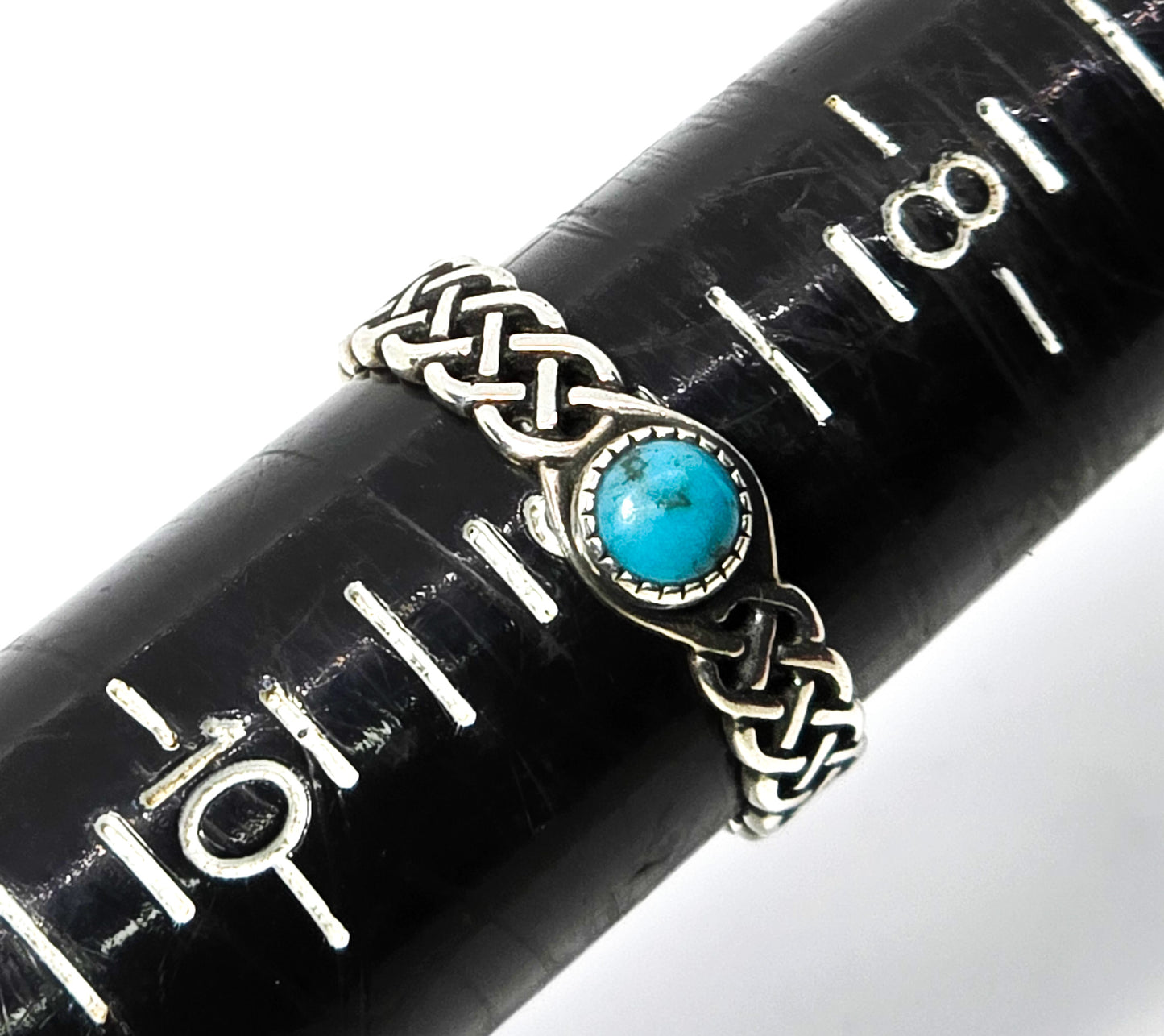 Celtic trinity knot turquoise Druid Irish vintage sterling silver ring size 9