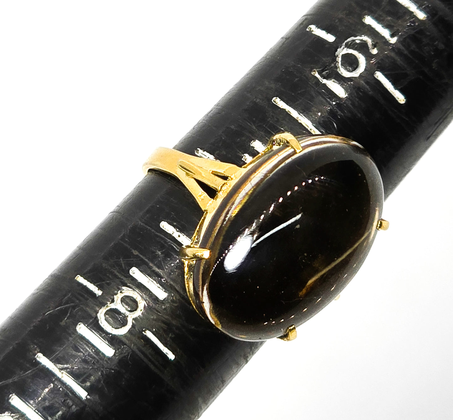 Smoky Quartz vintage gold overlay silver plated vintage ring size 7