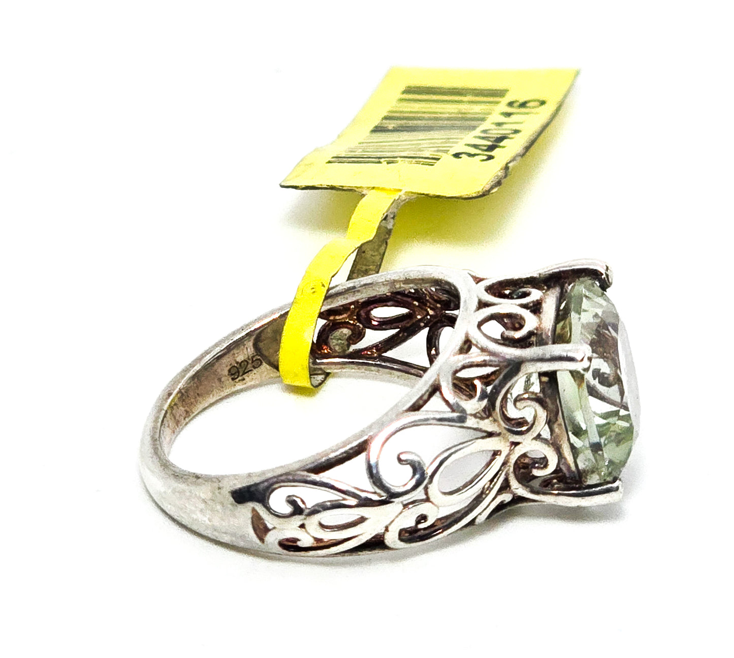 Prasiolite green amethyst D'Joy filigree sterling silver ring size 5