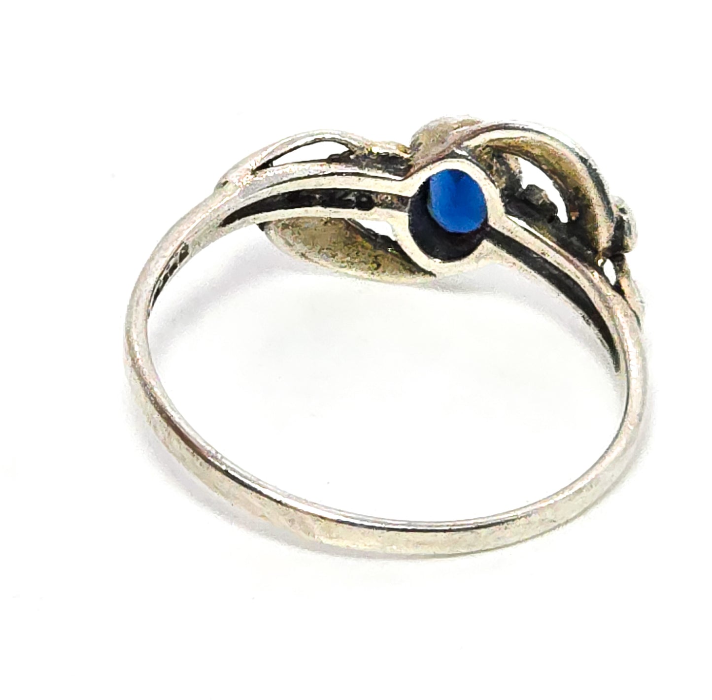 Blue Sapphire tribal Southwestern filigree sterling silver ring size 7