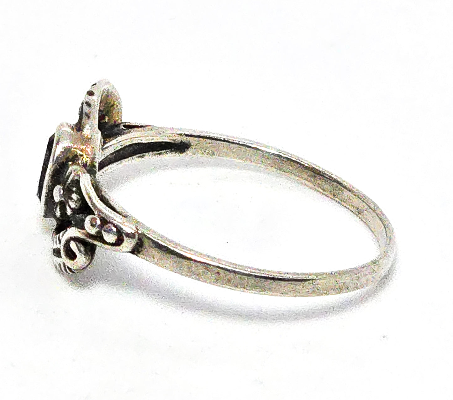 Blue Sapphire tribal Southwestern filigree sterling silver ring size 7