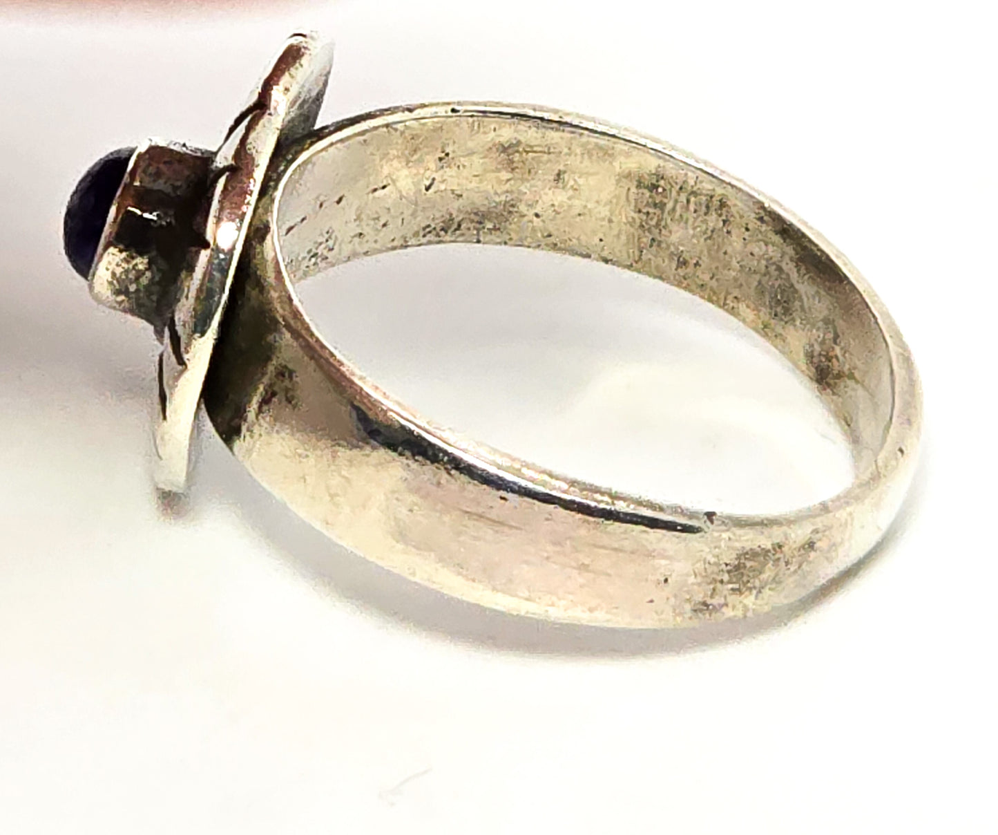 Lapis Lazuli tribal Bali Balinese Sun vintage sterling silver ring size 8