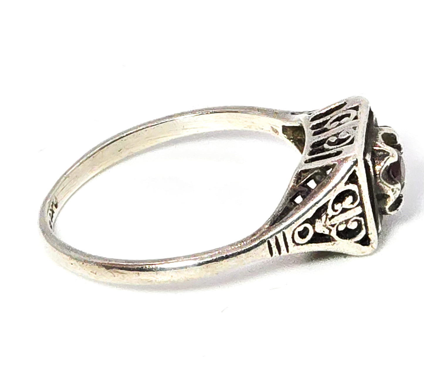 Joe Esposito Art Deco style Espo sterling garnet sterling silver ring size 7