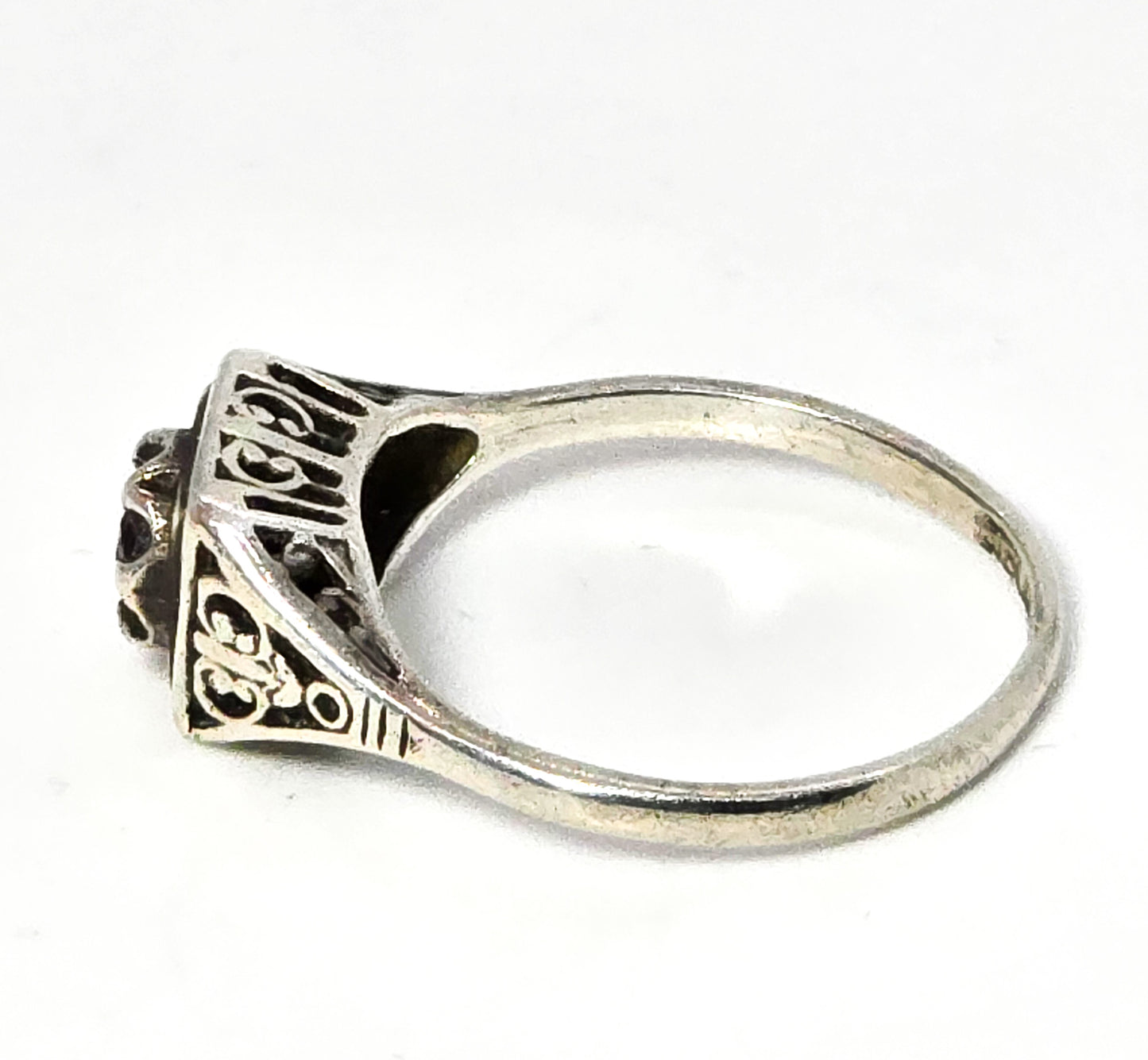 Joe Esposito Art Deco style Espo sterling garnet sterling silver ring size 7