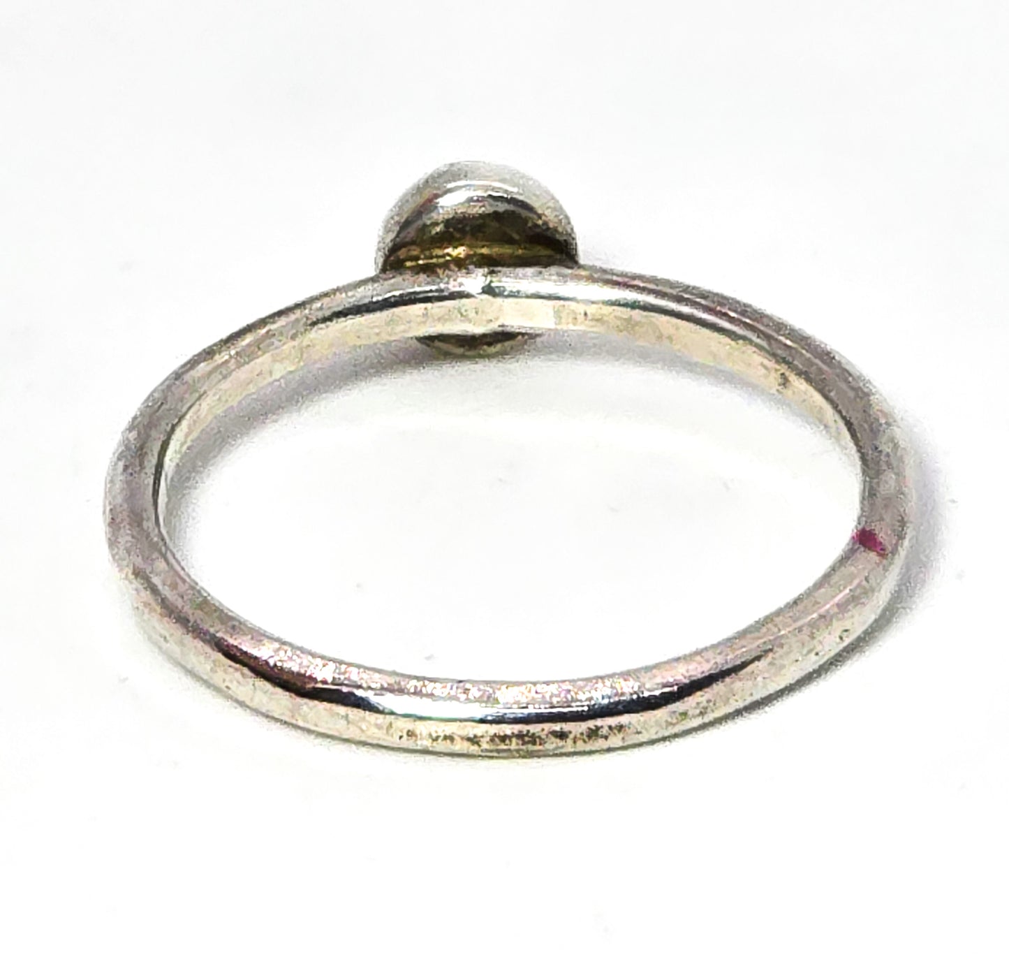 Pink Tourmaline gemstone artisan hammered sterling silver stacker ring size 9