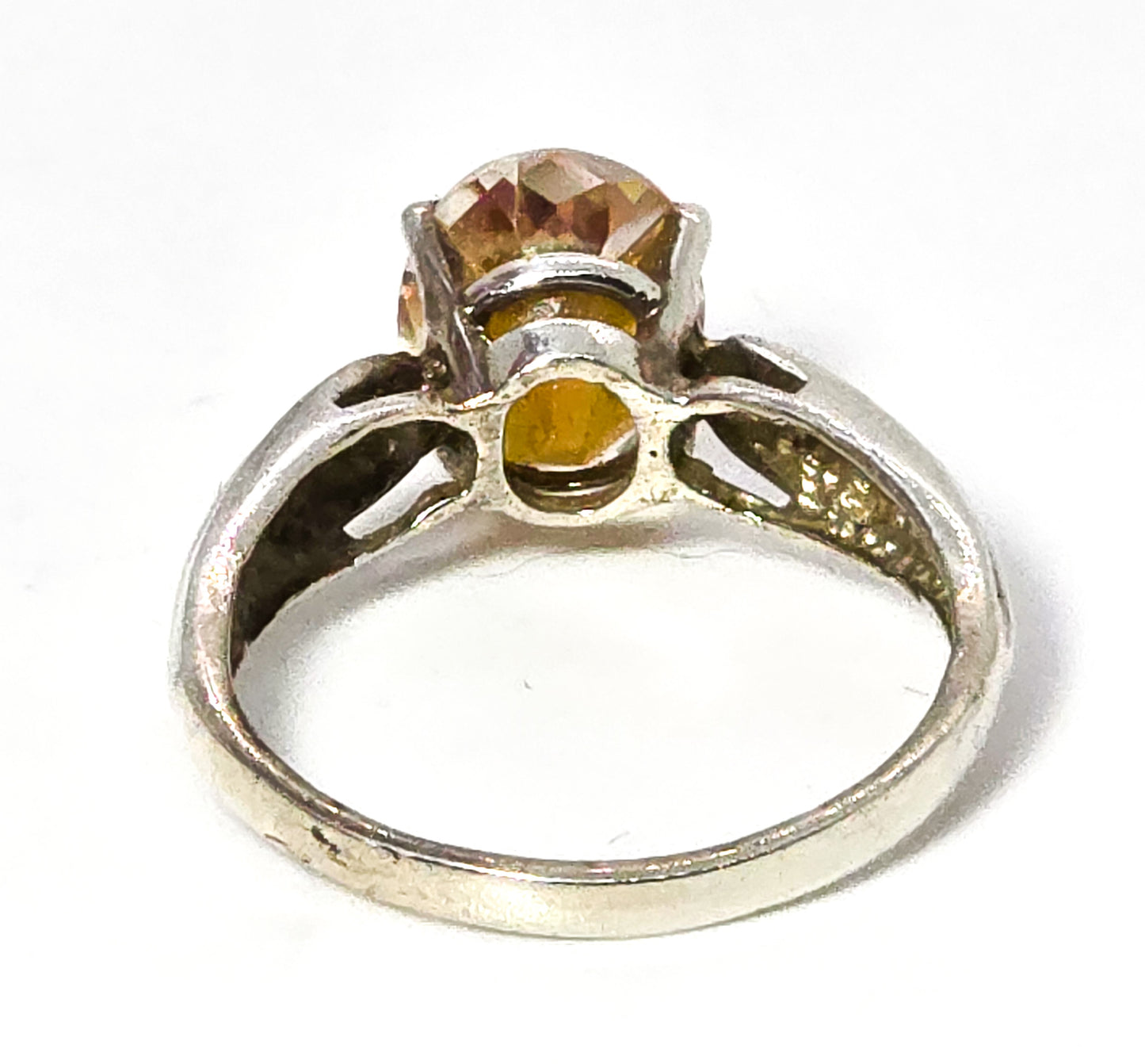 Twilight fire Mystic Topaz orange gemstone solitaire statement ring size 5.5
