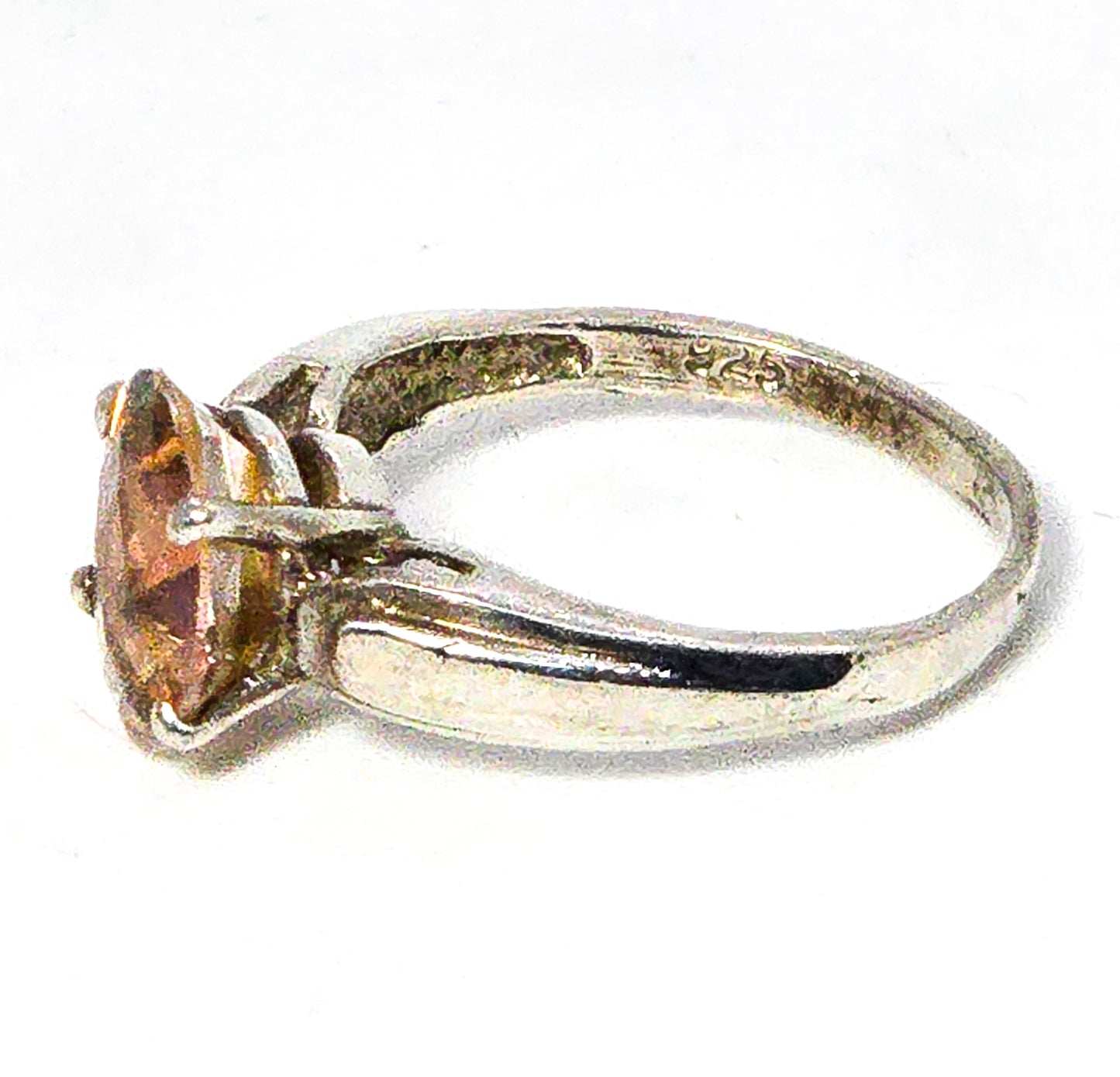 Twilight fire Mystic Topaz orange gemstone solitaire statement ring size 5.5