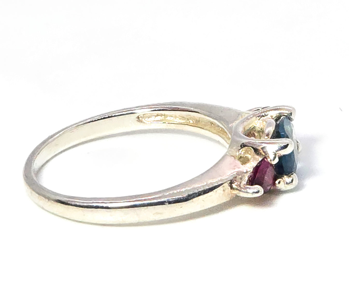 UTC Blue topaz purple amethyst open work sterling silver statement ring size 7.5