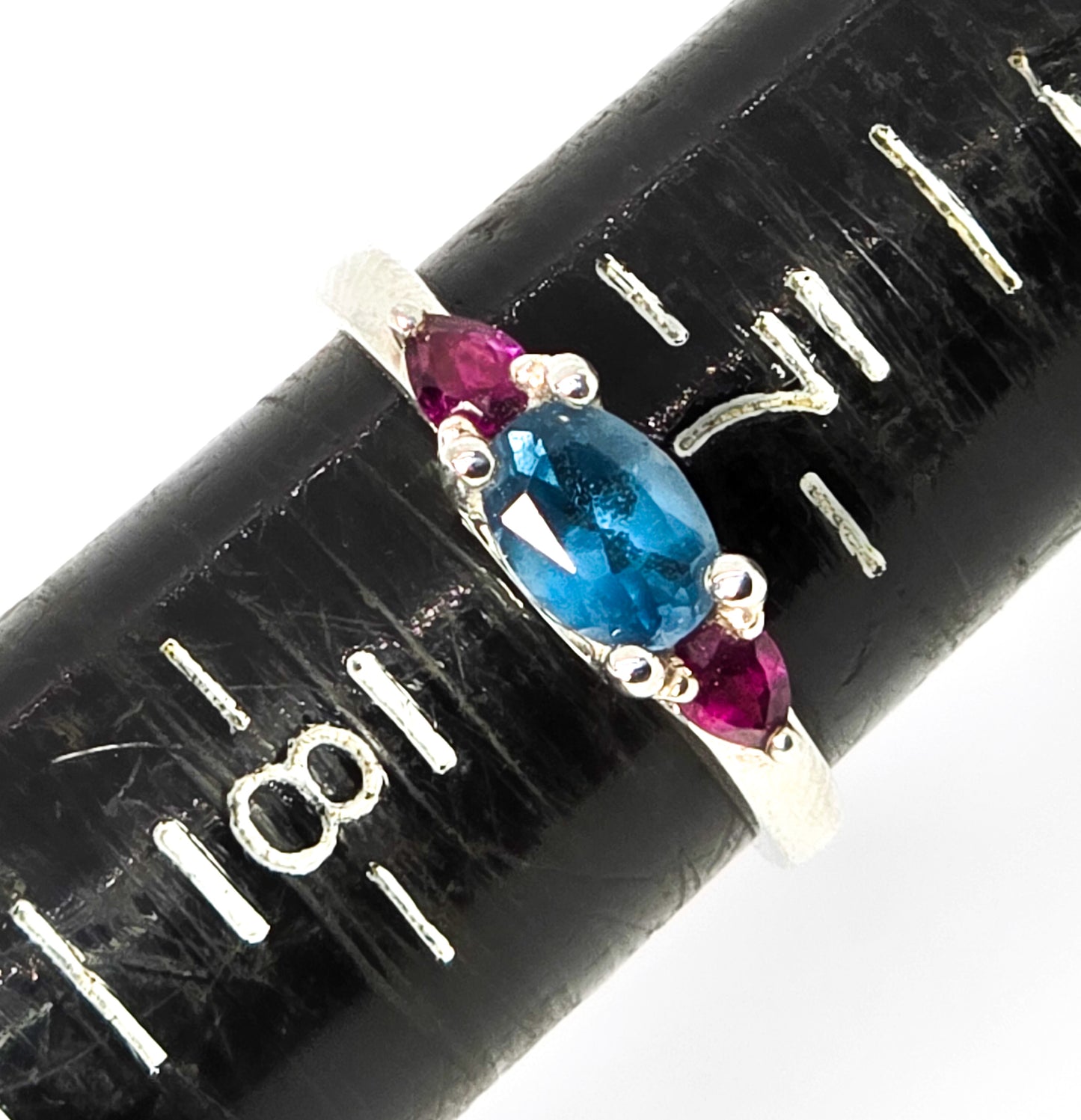 UTC Blue topaz purple amethyst open work sterling silver statement ring size 7.5