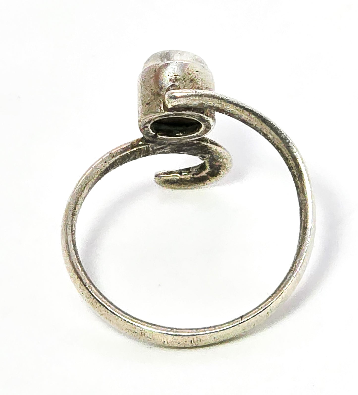 Blue moonstone silver swirl sterling silver abstract statement ring size 6