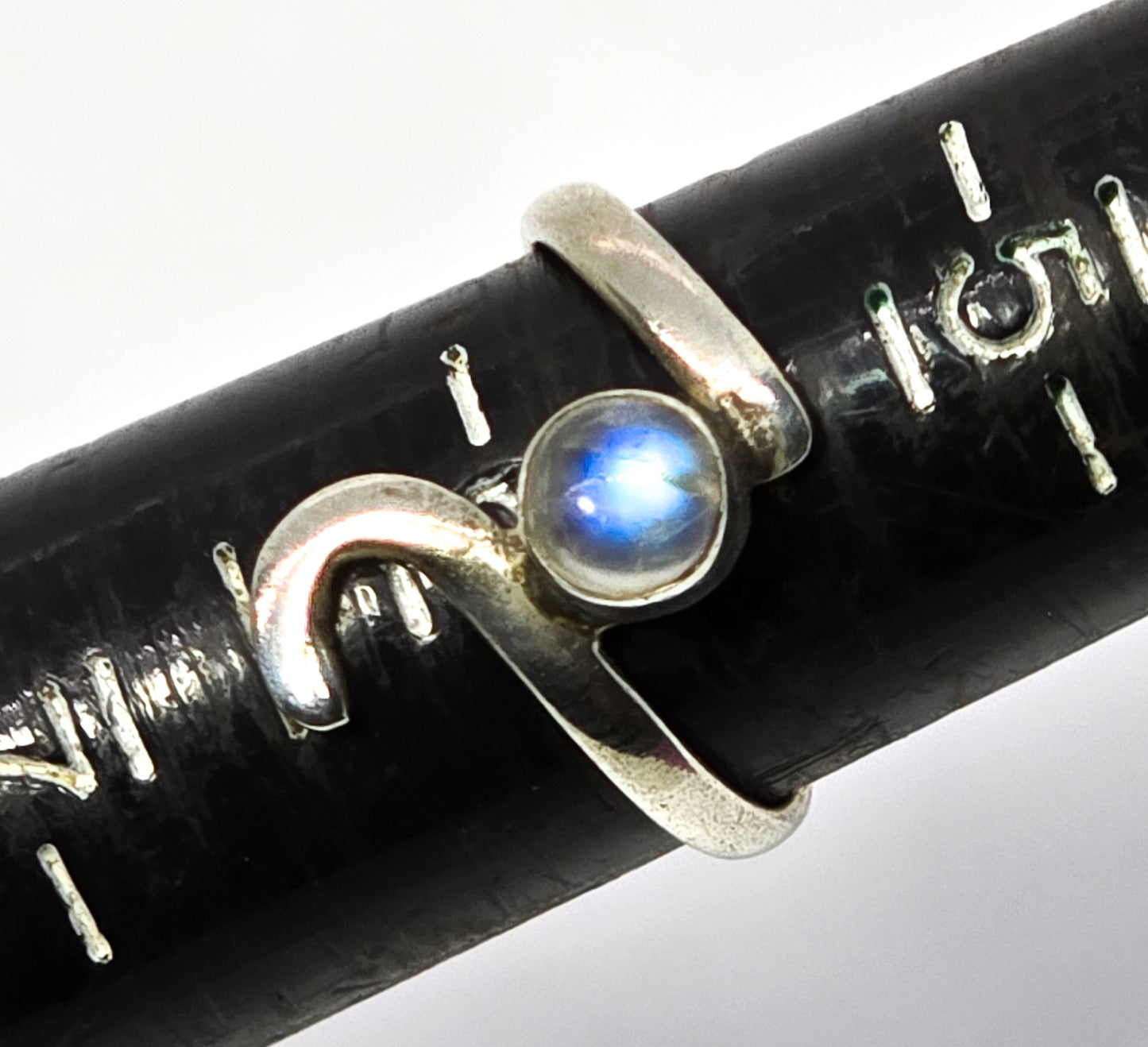 Blue moonstone silver swirl sterling silver abstract statement ring size 6