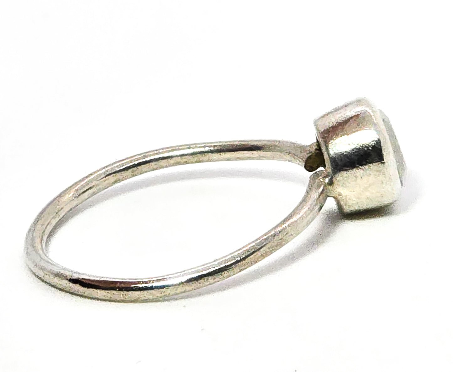 Blue moonstone Flush mount faceted sterling silver solitaire ring size 8.5