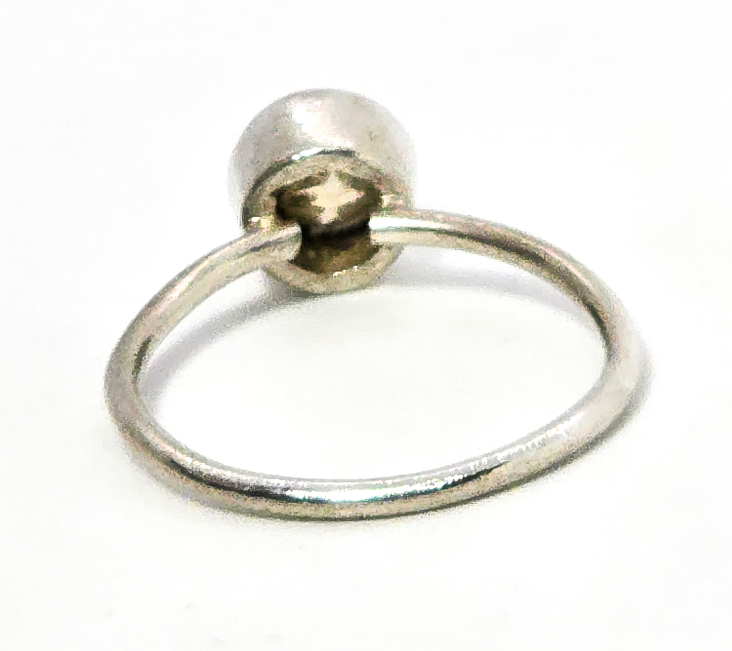 Blue moonstone Flush mount faceted sterling silver solitaire ring size 8.5