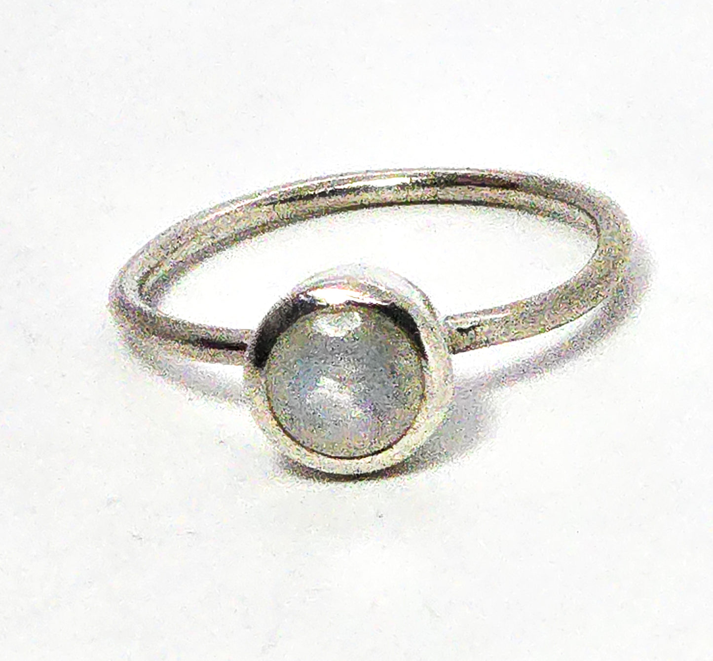 Blue moonstone Flush mount faceted sterling silver solitaire ring size 8.5