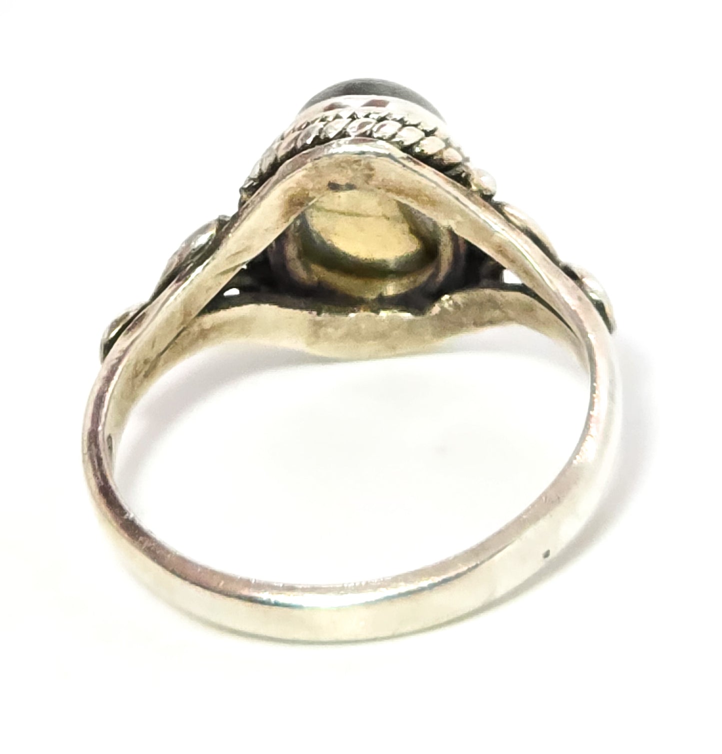 Labradorite double flash large sterling silver Bali tribal vintage ring size 10