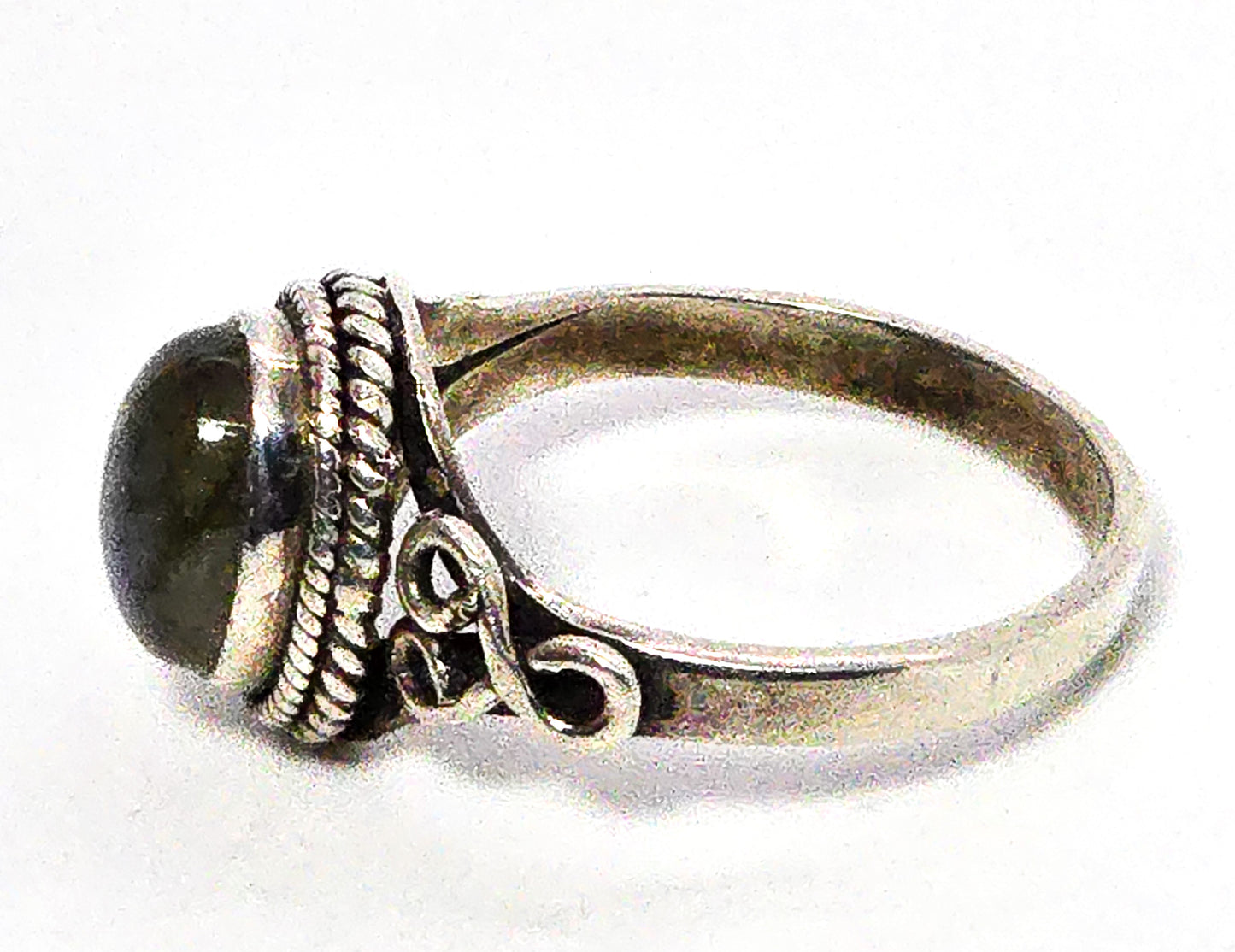Labradorite double flash large sterling silver Bali tribal vintage ring size 10