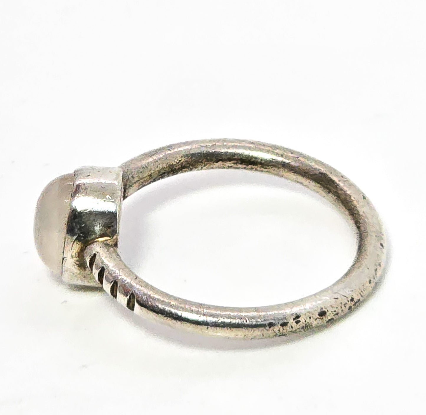 Rainbow yellow orange flash moonstone solitaire sterling silver ring size 6.75