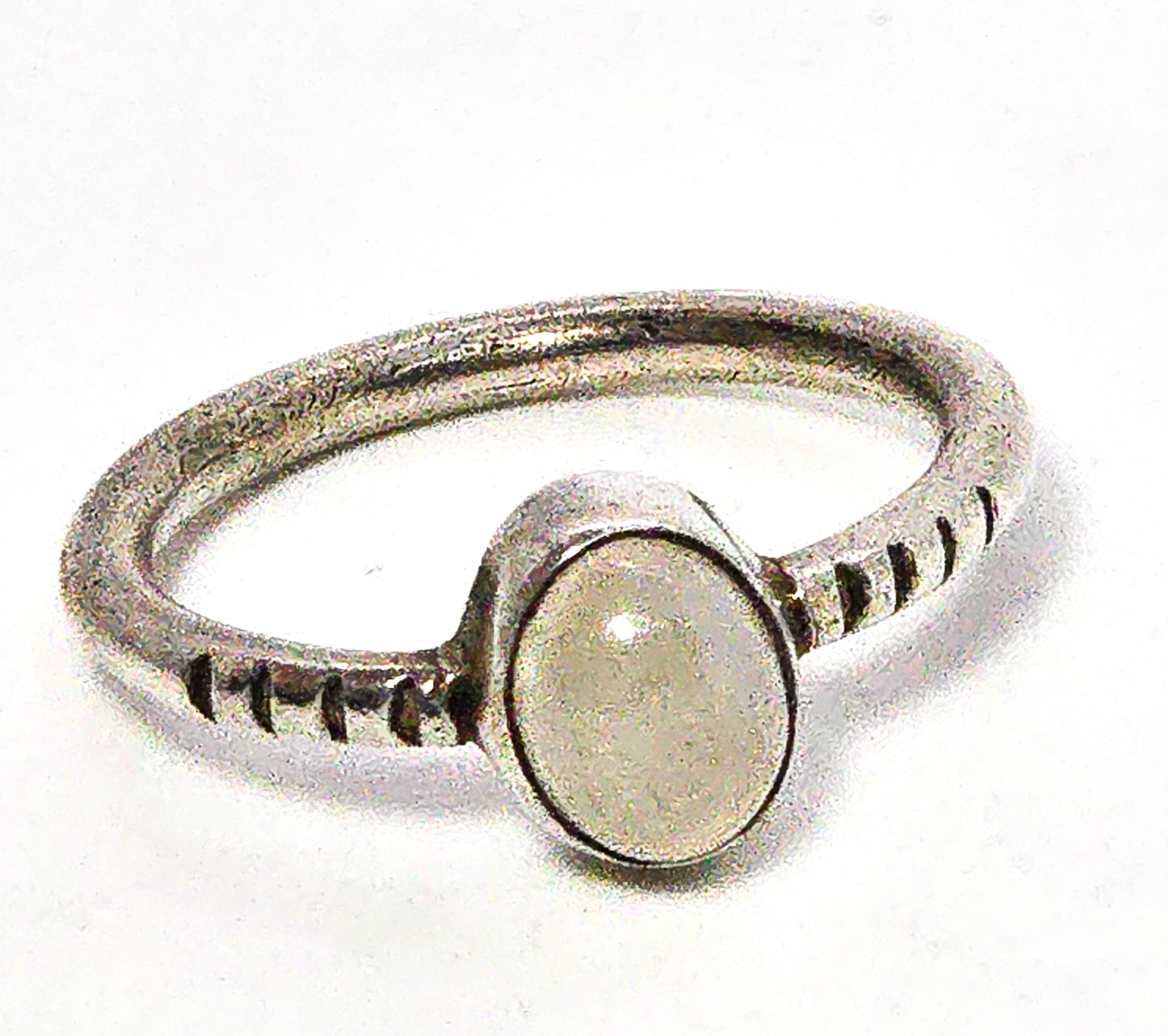 Rainbow yellow orange flash moonstone solitaire sterling silver ring size 6.75