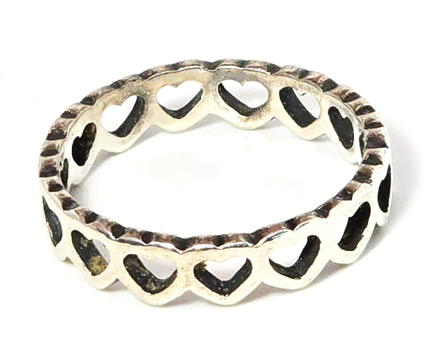 James Avery Retired Eternal hearts sterling silver signed ring band size 7