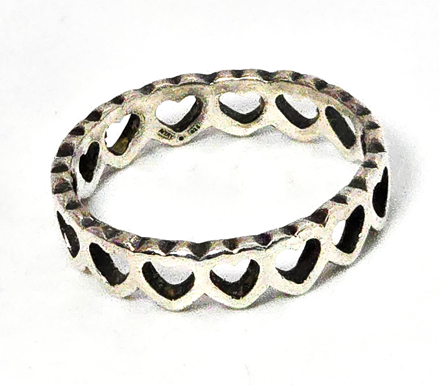 James Avery Retired Eternal hearts sterling silver signed ring band size 7