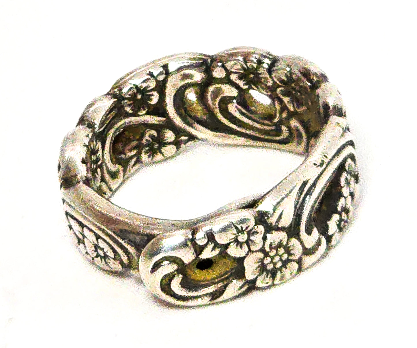Oneida Silver vintage 1969 sterling silver forget me not flower spoon ring size 8