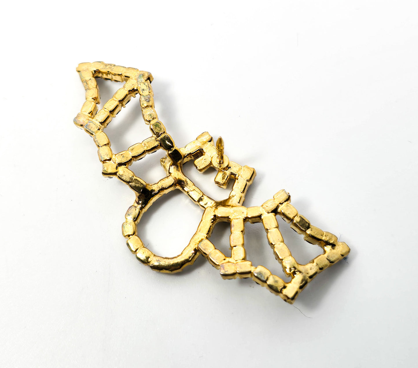 Bats Black and gold black rhinestone brooch green eyed brooch