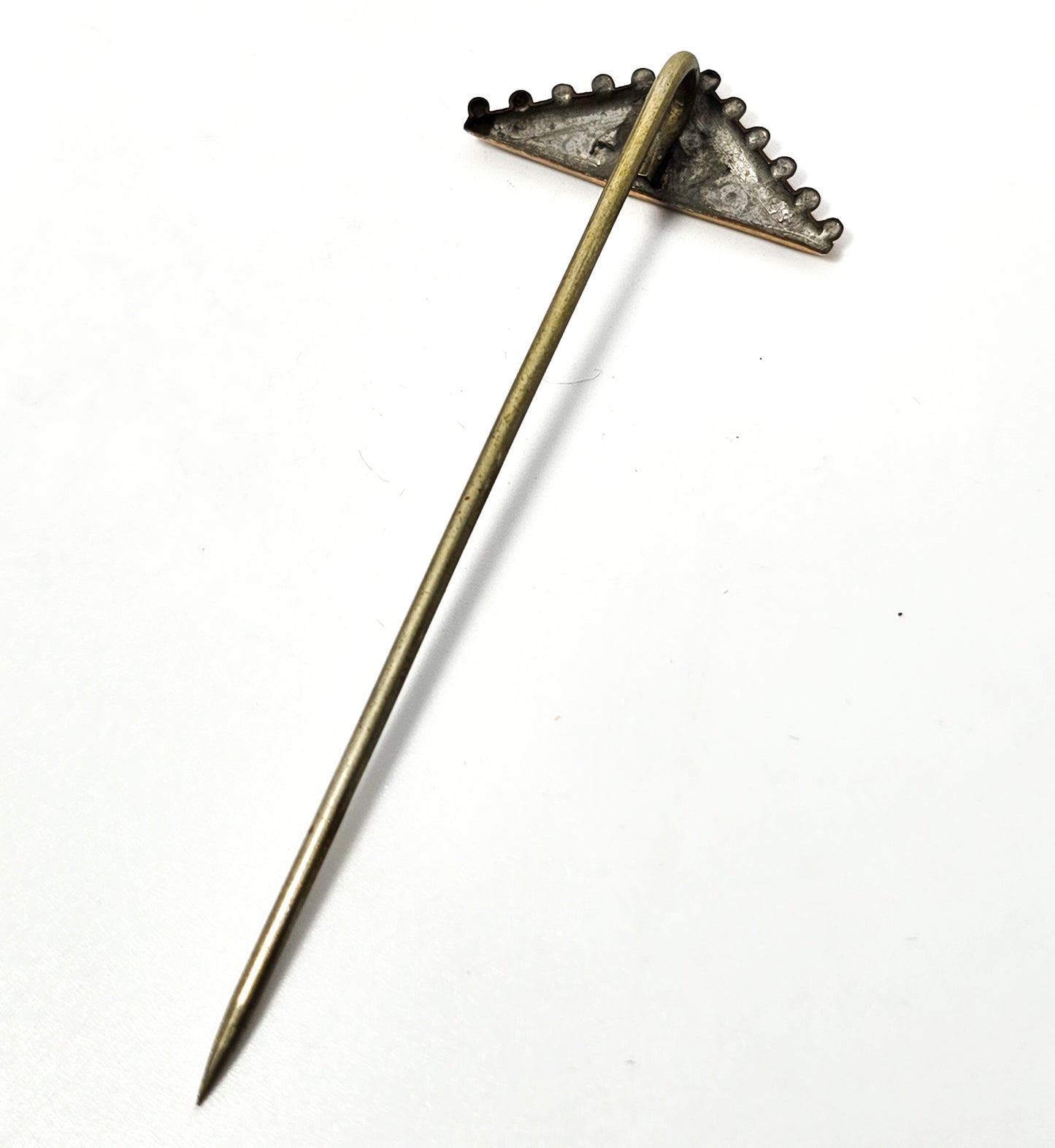 Taille d'épargne antique Victorian gold plated black enamel stick lapel pin